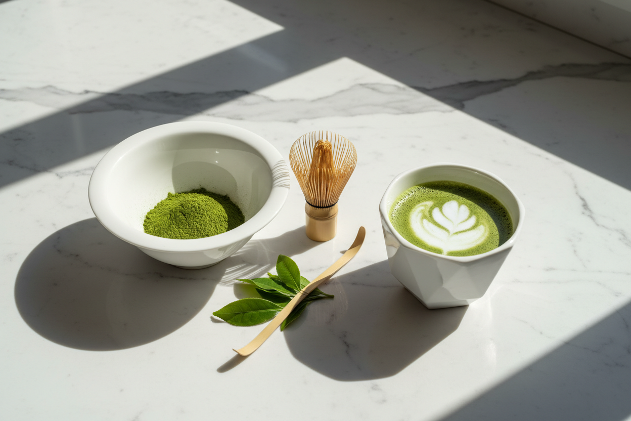 Te verde matcha elegante ma anche un po’ moderno 